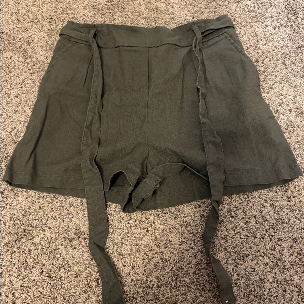 Ci Sono Dark Green High Waist Women's Shorts